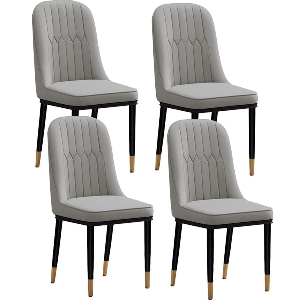 Kitchen Dining Room Furniture Chairs Modern PU Leather High Back Padded Soft Seat Dining Chairs Set of 4 with Metal Chair Legs for Lounge Dining Kitchen Bedroom (Color : Orange+Gray)