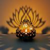 Candle Holder Metal Hollow Out Sitting Buddha Maitreya Lotus Flower Light and Shadow Art Candlestick view 3