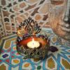 Candle Holder Metal Hollow Out Sitting Buddha Maitreya Lotus Flower Light and Shadow Art Candlestick view 4