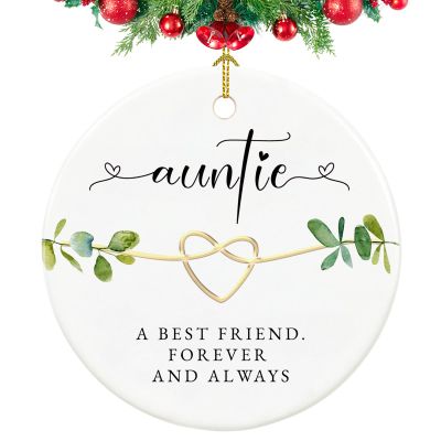 Aunt Ornaments 2026,Aunt Gifts from Niece,Nephew, Best Auntie Ever Gifts, 2.9" Ceramic Auntie Christmas Ornament 2026