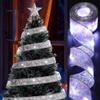 Christmas Ribbon Lights 1PC Pink White Silver Snowflake 32Ft x 2.4Inches with 100 LED Lights and 8 Lighting Modes USB Powered Fairy Lights for New Year Christmas Decorations (Pink) view 1