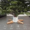 HarcoHome Christmas Tree Stand for Live Tree 8ft, Metal and Beech Hardwood Christmas Tree Holder with Spike for Fresh Tree, Tree Base for Real Tree, Arch Design, Seasonal Decor (White) view 2