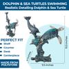 Dolphin and Sea Turtle Swimming on Coral Reef Ocean Figurine Coastal Tabletop Decor - Sea Life Sculpture Beach House Nautical Room Accent view 2
