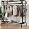 Garment Rack Heavy Duty On Wheels, Double Rod Clothing Garment Rack, Sturdy Metal Hanging Holder, Freestanding Closet Wardrobe System, for Dorm Bedroom Home Balcony view 2