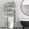 NOVIMANGO Over Toilet Storage 3 Tier Bathroom Organizer Over Toilet Above Toilet Storage Rack Freestanding Bathroom Space Saver Over Toilet Bathroom Organizer White for Restroom, Laundry, Wooden view 2