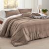 Bedsure Queen Comforter Set - 4 Pieces Pinch Pleat Bed Set, Brown Boho Bedding for All Season, 1 Soft Comforter, 2 Pillowcases, 1 Decorative Pillow view 1