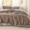 Bedsure Queen Comforter Set - 4 Pieces Pinch Pleat Bed Set, Brown Boho Bedding for All Season, 1 Soft Comforter, 2 Pillowcases, 1 Decorative Pillow view 2