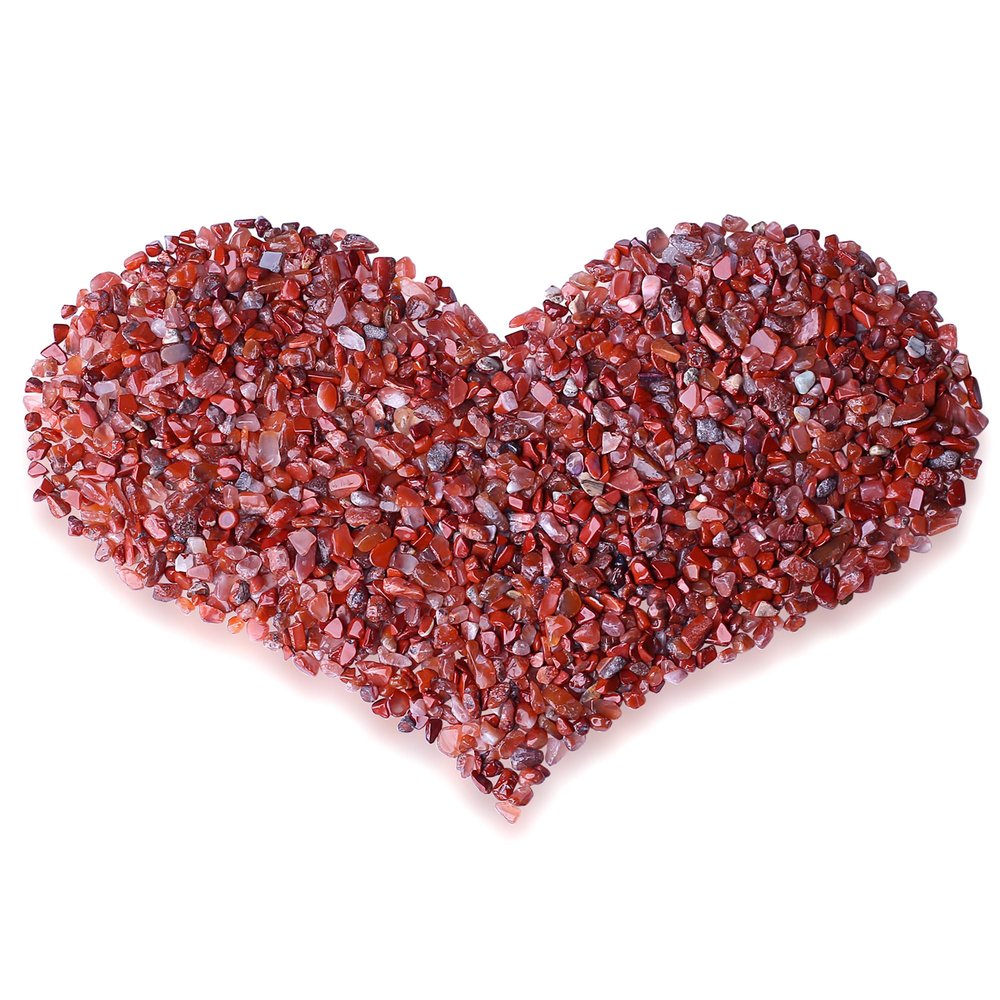 MAIBAOTA Natural Carnelian Crystal Chips Bulk 1 lb Small Tumbled Stones Crushed Crystal Quartz Pieces Decorative Stones for Vase Filler, Bottles, Crafts