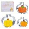 3 PCS Fall Pumpkin Cookie Cutters, 3.85", 3.2", 2.25"Halloween Thanksgiving Cookie Cutters for Harvest Holiday Decoration Party Supplies view 1