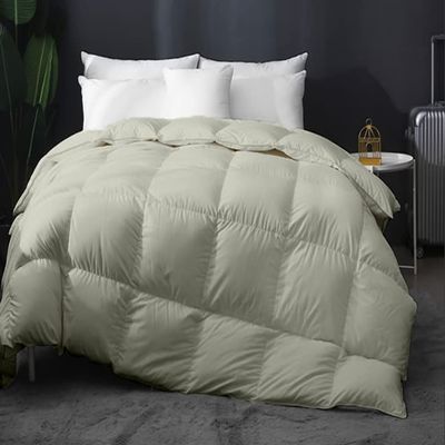 Home Decor 1000-TC Box Plated Down Alternative Comforter Oversized Queen Size 98 x 98 Inches 1-pc Comforter, 600 GSM Micro Fill & 4-8 Corner Tabs & Very Soft Fill Power