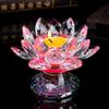 Crystal Glass Lotus Flower Candle Tea Light Holder Buddhist Candlestick view 2