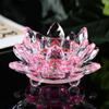 Crystal Glass Lotus Flower Candle Tea Light Holder Buddhist Candlestick view 3