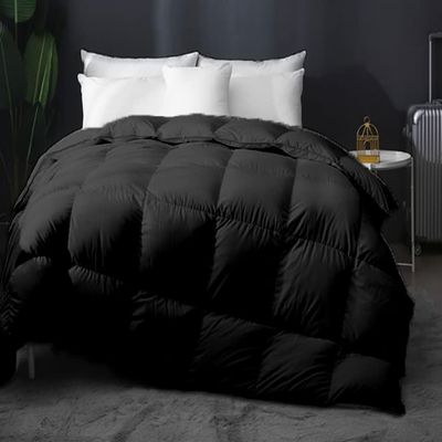 Home Decor 1000-TC Box Plated Down Alternative Comforter Oversized Queen Size 98 x 98 Inches 1-pc Comforter, 600 GSM Micro Fill & 4-8 Corner Tabs & Very Soft Fill Power