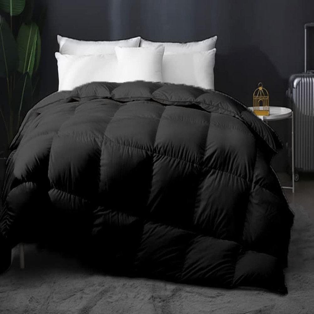 Home Decor 1000-TC Box Plated Down Alternative Comforter Oversized Queen Size 98 x 98 Inches 1-pc Comforter, 600 GSM Micro Fill & 4-8 Corner Tabs & Very Soft Fill Power