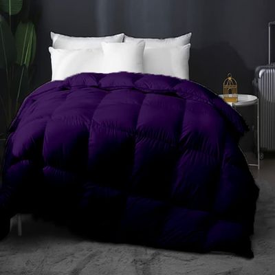 Home Decor 1000-TC Box Plated Down Alternative Comforter Oversized Queen Size 98 x 98 Inches 1-pc Comforter, 600 GSM Micro Fill & 4-8 Corner Tabs & Very Soft Fill Power