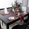Christmas Plaid Table Mats Set of 6 With Table Runner 90 Inches Long,Cotton Linen Tablerunner Burlap Kitchen Dining Placemats for Party/Wedding/Coffee Party,Xmas Red Elk Winter Snowflake Poinsettia view 3
