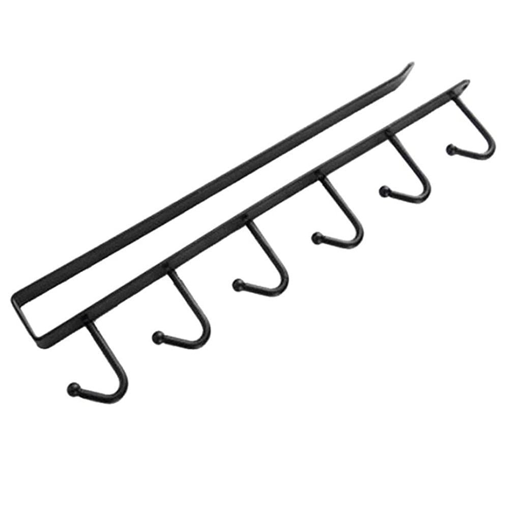 6 Hooks Kitchen Cupboard Cabinet Hanging Rack Pantry Metal Storage Hanger Organizer for Mug Utility Cookware Kitchen Racks