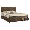 Coaster Home Furnishings - Woodmont - Wood - California King Panel Bed with Storage Footboard, Block Legs, Horizontal Panel Headboard, and Two Drawers - Bedroom - Rustic Golden Brown - 222631KW view 4