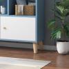 KWOKING 9.5" W Closed Storage Bookcase Wooden Bookshelf with Shelves & Doors Bookshelf Landing Solid Wood Leg Bookcase Multifunctional Rack Student Storage Cabinet Blue 31.5" L x 9.4" W x 42.1" H view 4