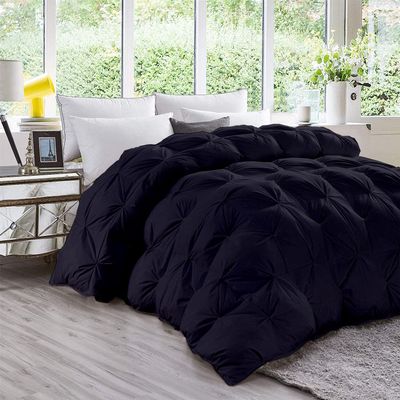 LinenHouse 1000-TC Pinch Pleated Down Comforter Oversized King Size 116 x 98 Inches 1-Piece All-Season Duvet Insert/Comforter, 500 GSM Micro Fill with All Side Corner Tabs 100% Microfiber Fill Power