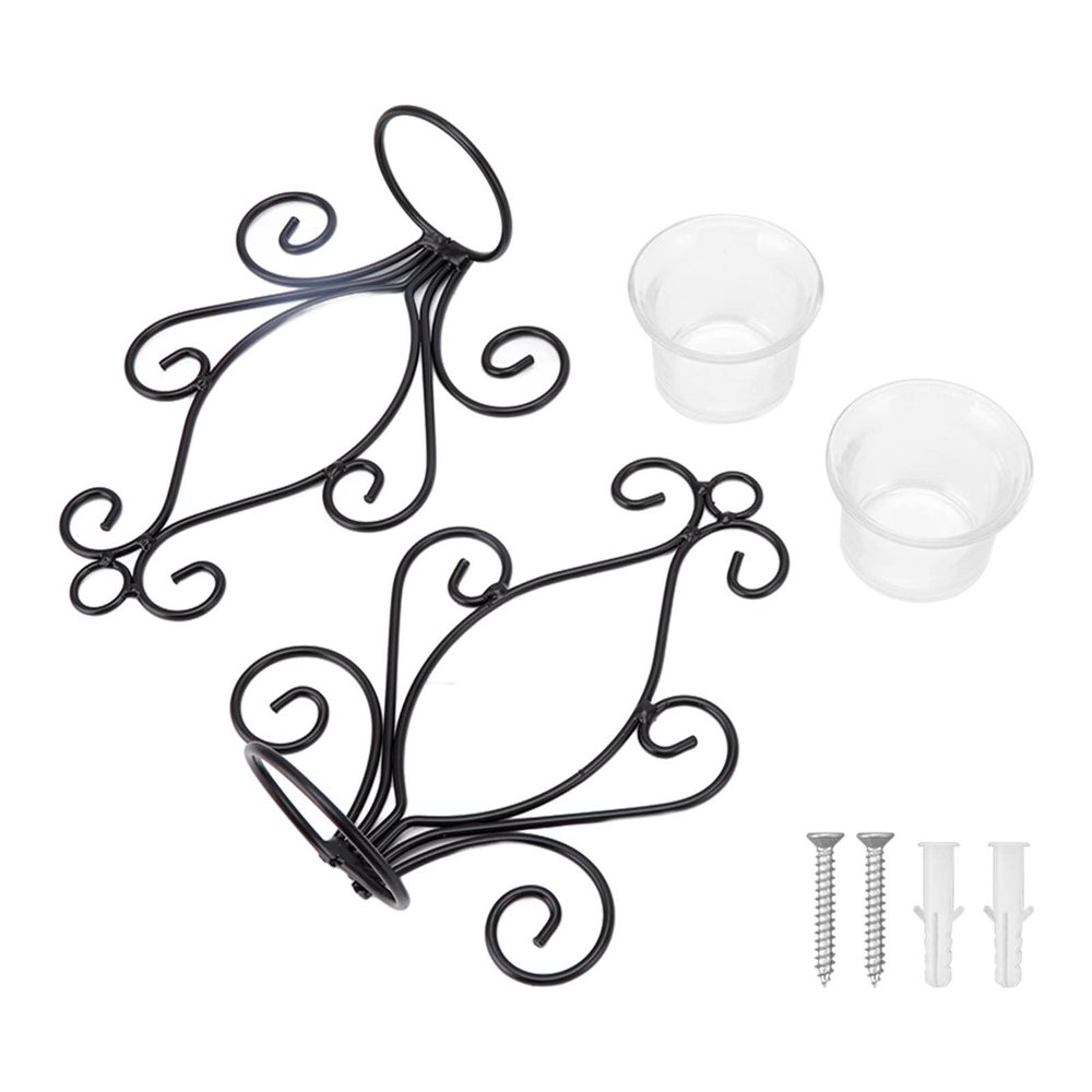 TANIQIACA European Style Swirl Iron Art Wall Sconce Candle Holder, 2 Set Candle Holder Swirl Iron Art Pattern Wall Mounted Candle Holder with Tray for Bedroom