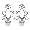 TANIQIACA European Style Swirl Iron Art Wall Sconce Candle Holder, 2 Set Candle Holder Swirl Iron Art Pattern Wall Mounted Candle Holder with Tray for Bedroom view 2