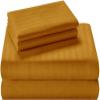 100% Organic Cotton Sheets for Full XL Size Bed, 400 Thread Count Soft Cooling Sheets Easy Fit -18''-20'' Inch Deep Pockets - 4 Piece Bed Sheets Full XL Sheet Set, Gold Stripe view 1