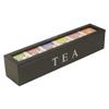 Divided Storage Organizer Container with 6 Compartments Food Storage Bin Wooden Tea Drawer Box Pantry Bin for Snacks Tea Bags Coffee Sugar (Black) view 4