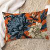 ArogGeld Persimmon Flower Chinoiserie Pillow Covers Navy Orange Cream Floral Farmhouse Cushion Cover 12x20in Pillow Case Asian Eurosham Accent Toss Pillowcase Rustic Decor for Sofa Living Room Bedroom view 2