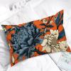 ArogGeld Persimmon Flower Chinoiserie Pillow Covers Navy Orange Cream Floral Farmhouse Cushion Cover 12x20in Pillow Case Asian Eurosham Accent Toss Pillowcase Rustic Decor for Sofa Living Room Bedroom view 3