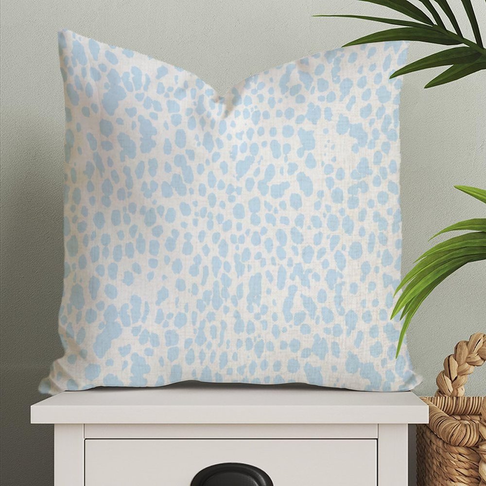 ArogGeld Light Blue Leopard Pillow Cover Cheetah Animal Print Euro Sham Pillow Covers Chinoiserie Pillow Case Asian Throw Pillow Cushion Cover 20x20in Pillowcase Decor for Sofa Couch Bed Office Car