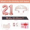 21st Birthday Decorations for Her with Black 21st Birthday Sash and Tiara, Cake Topper and Candles, Number Balloons Rose Gold, 21 Year Old Gifts for Her view 2