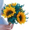 BEIJIALY Artificial Sunflower Wedding Bouquets, Sunflower Wedding Bouquet Bridal Bouquet with Eucalyptus, Fake Silk Flower Bouquet with Sunflowers for Bridal Wedding Decor(Yellow) view 3