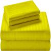 100% Organic Cotton Sheets for Olympic Queen Size Bed, 400 Thread Count Soft Cooling Sheets Easy Fit -18''-20'' Inch Deep Pockets - 4 Piece Bed Sheets Olympic Queen Sheet Set, Yellow Stripe view 1