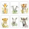 LZIMU Baby Safari Animals Nursery Wall Art 6 Pieces Cute Giraffe Elephant Tiger Leopard Rhino Zebra Poster Woodland Canvas Prints Kids Room Decor (No frame (Rolled up Canvas), 20.00"x30.00"x6) view 1