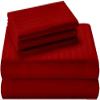 100% Organic Cotton Sheets for Twin Size Bed, 400 Thread Count Soft Cooling Sheets Easy Fit -18''-20'' Inch Deep Pockets - 4 Piece Bed Sheets Twin Sheet Set, Red Stripe view 1