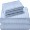 100% Organic Cotton Sheets for California King Size Bed, 400 Thread Count Soft Cooling Sheets Easy Fit -18''-20'' Inch Deep Pockets - 4 Piece Bed Sheets California King Sheet Set, Sky Blue Stripe view 1