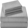 100% Organic Cotton Sheets for California Queen Size Bed, 400 Thread Count Soft Cooling Sheets Easy Fit -18''-20'' Inch Deep Pockets - 4 Piece Bed Sheets California Queen Sheet Set, Silver Grey Stripe view 1