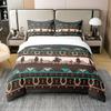 Full Size Duvet Cover Cowboy Horseshoe Country Style 100% Pure Cotton Comforter Cover Bohemian Exotic Grey Brown Bedding Set with 2 Pillowcases for Teens Adults Horseshoe Wildlife Ainmals Quilt Cover view 1