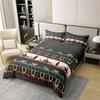 Full Size Duvet Cover Cowboy Horseshoe Country Style 100% Pure Cotton Comforter Cover Bohemian Exotic Grey Brown Bedding Set with 2 Pillowcases for Teens Adults Horseshoe Wildlife Ainmals Quilt Cover view 3