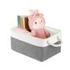 LordCom Storage Bins with Sturdy Cotton Handles(1 Pack), Fabric Storage Baskets for Organizing use for Office & Home, Book, Clothes, Toys, Closet Boxes (Small, Grey-White, 12.2x8.3x6.3 inches) view 1