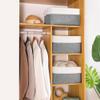 LordCom Storage Bins with Sturdy Cotton Handles(1 Pack), Fabric Storage Baskets for Organizing use for Office & Home, Book, Clothes, Toys, Closet Boxes (Small, Grey-White, 12.2x8.3x6.3 inches) view 2