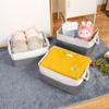 LordCom Storage Bins with Sturdy Cotton Handles(1 Pack), Fabric Storage Baskets for Organizing use for Office & Home, Book, Clothes, Toys, Closet Boxes (Small, Grey-White, 12.2x8.3x6.3 inches) view 3