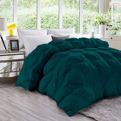 LinenHouse 1000-TC Pinch Pleated Down Comforter Oversized King Size 116 x 98 Inches 1-Piece All-Season Duvet Insert/Comforter, 500 GSM Micro Fill with All Side Corner Tabs 100% Microfiber Fill Power