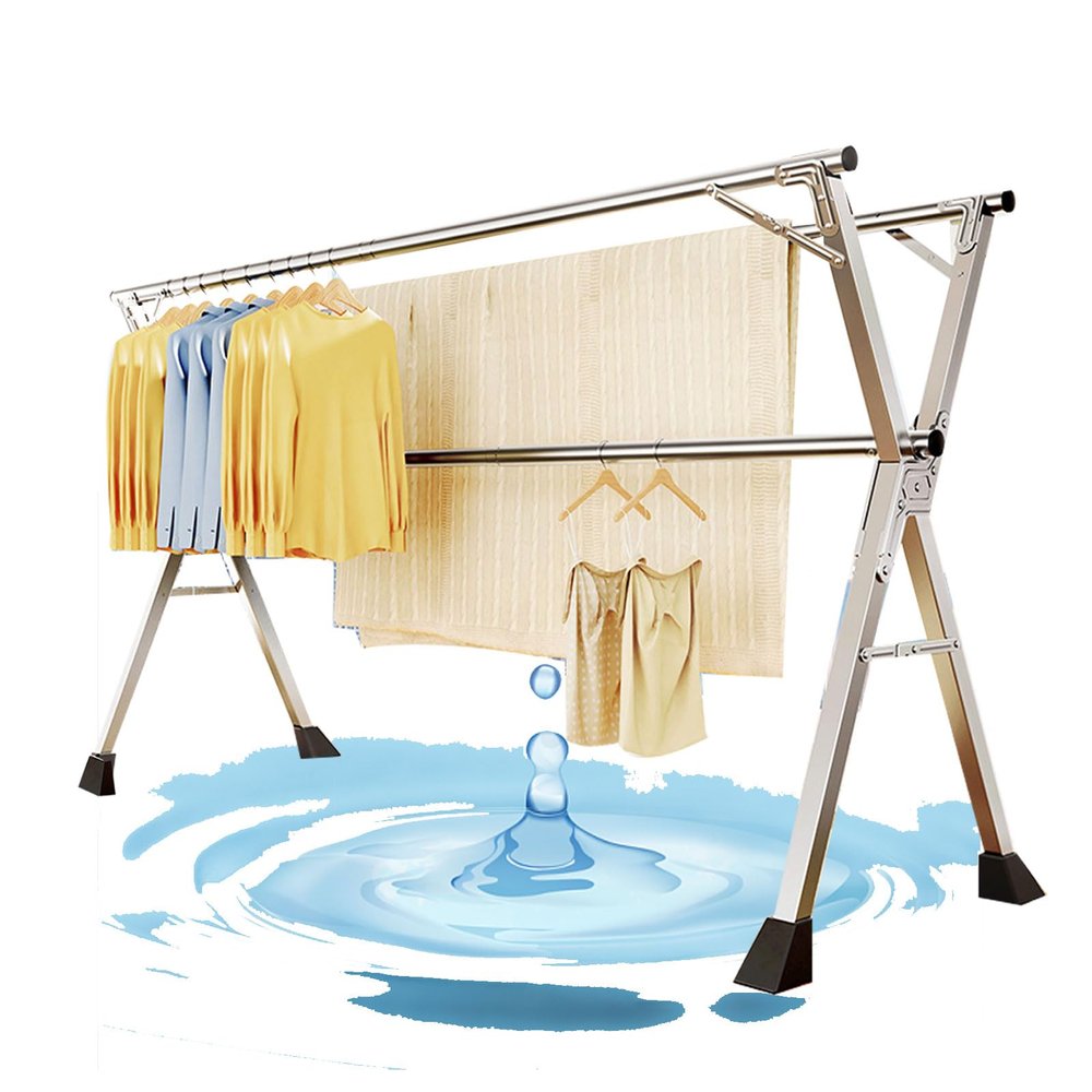 ATYUJKB Stainless Steel Clothes Drying Rack, Heavy Duty Laundry Drying Rack, Laundry Stand Organizer, Laundry Stand for Detergent, Clothes Drying Rack Outdoor (240cm/94 in)