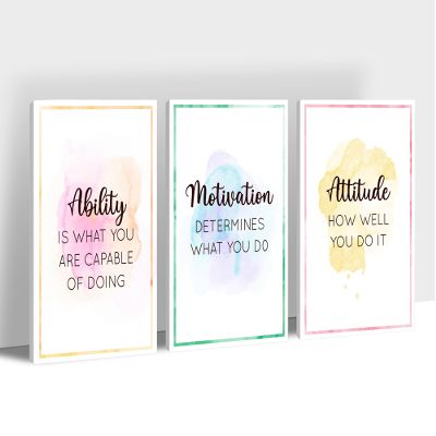 3 Piece Inspirational Wall Art - Ability Motivation Attitudes Quotes Canvas Art Print for Men Room Decor, Office Wall Art Picture, Motivational Poster Framed Artwork for Home Office Decor 12x18x3Pcs