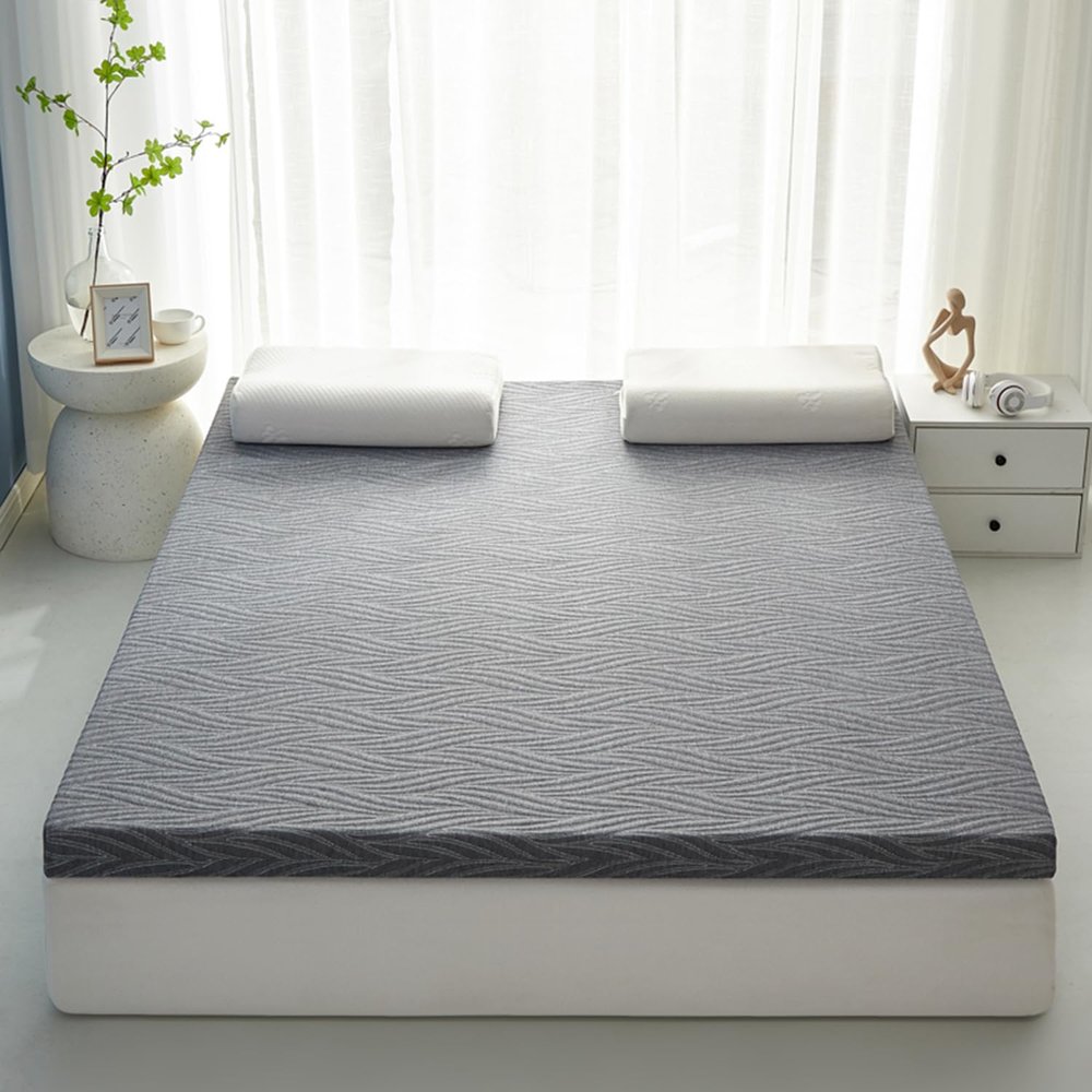 2/3 Inch Twin Matress Topper for Body Support,Memory Foam Mattress Topper King Size,with Removable/Washable Washed Cotton Cover,High Density Soft Foam Mattress Pad Cover,Grey 5cm,150x190cm