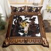 Western Cowboy Kids Duvet Cover Set King Size,Cow Skull Horseshoes Wooden Plank Bedding Set,Boys Girls Adults Room Decor,Cow Fur Rustic Farmhouse Comforter Cover,Retro Quilt Cover,2 Pillowcases view 1