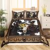 Western Cowboy Kids Duvet Cover Set King Size,Cow Skull Horseshoes Wooden Plank Bedding Set,Boys Girls Adults Room Decor,Cow Fur Rustic Farmhouse Comforter Cover,Retro Quilt Cover,2 Pillowcases view 2