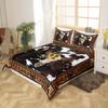 Western Cowboy Kids Duvet Cover Set King Size,Cow Skull Horseshoes Wooden Plank Bedding Set,Boys Girls Adults Room Decor,Cow Fur Rustic Farmhouse Comforter Cover,Retro Quilt Cover,2 Pillowcases view 3